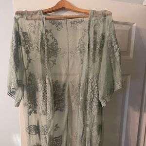 Anthropologie Do Everything In Love Green Kimono